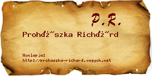 Prohászka Richárd névjegykártya